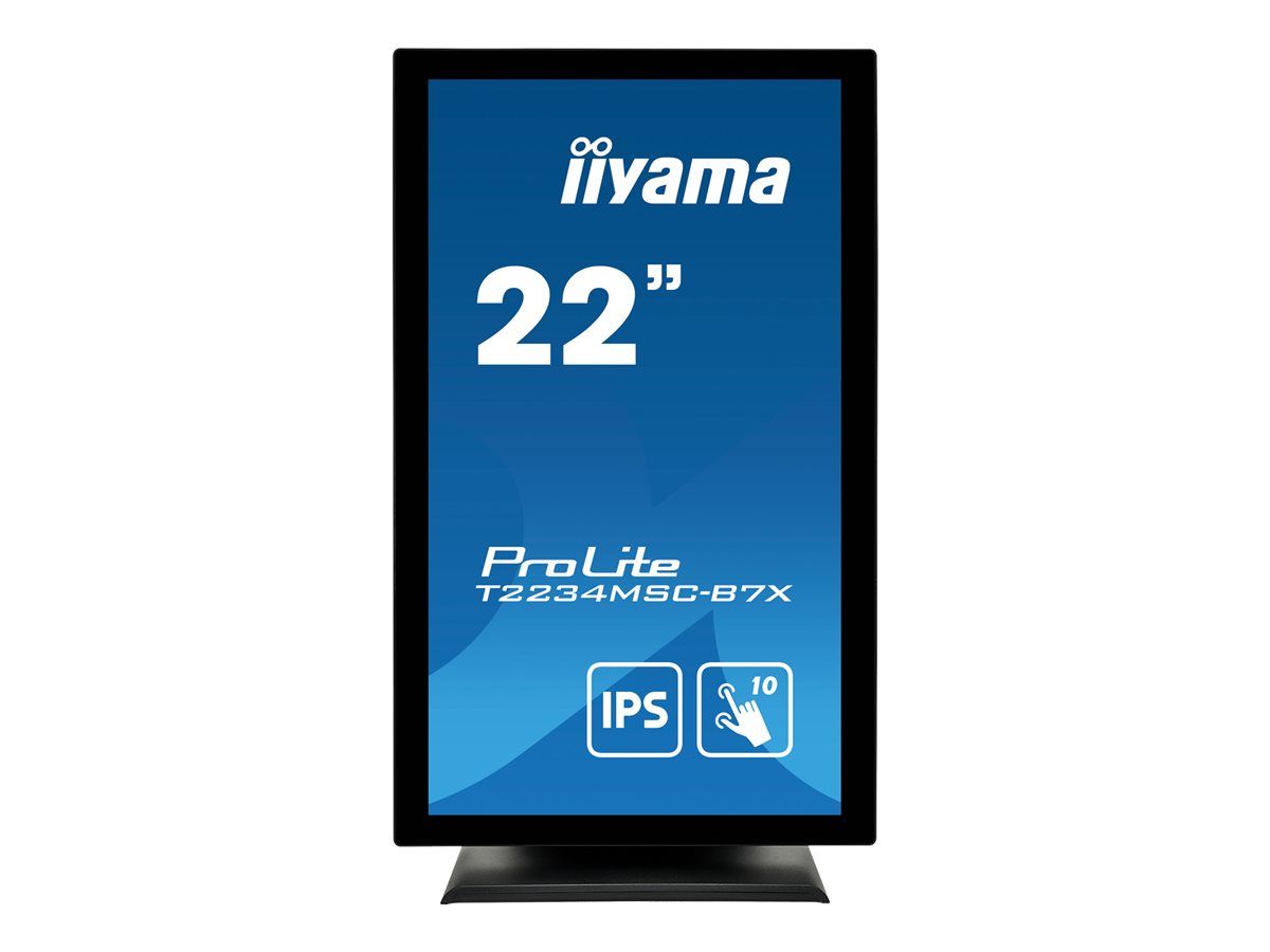 iiyama ProLite T2234MSC-B7X - Écran LED - 22" (21.5" visualisable) - écran tactile - 1920 x 1080 Full HD (1080p) @ 60 Hz - IPS - 350 cd/m² - 1000:1 - 8 ms - HDMI, VGA, DisplayPort - haut-parleurs - noir mat