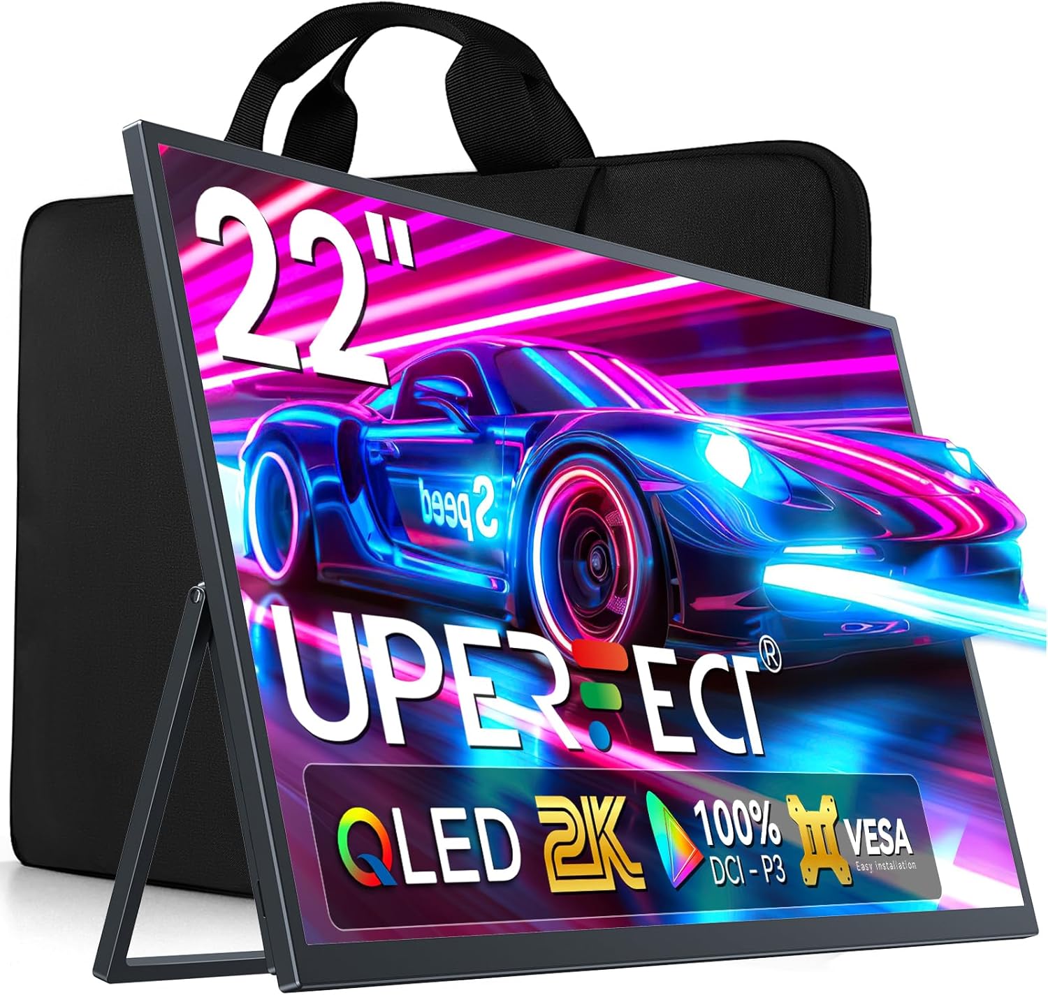 UPERFECT - ECRAN PORTABLE (22") AVEC DISPLAY IPS 2560 X 1440 - SUPPORT INTÉGRÉ