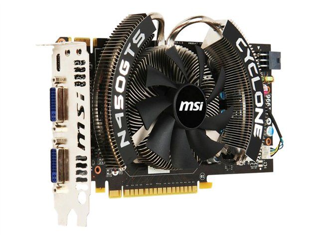 MSI N450GTS Cyclone 1GD5/OC - Carte graphique - GF GTS 450 - 1 Go GDDR5 - PCIe 2.0 x16 - 2 x DVI, Mini-HDMI