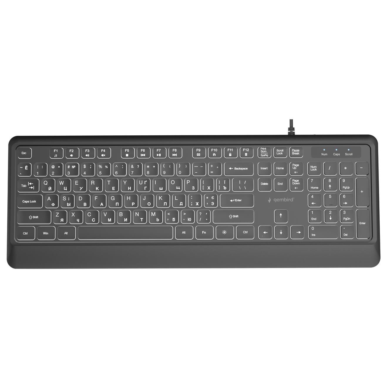 Gembird KB-UML-04-CYRL clavier Universel USB QWERTY US International, Ukrainien, Russe Noir