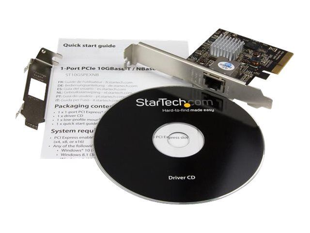 Startech Carte réseau PCI Express à 1 port 10GBase-T / NBASE-T Ethernet avec support pour 5 vitesses : 10 G/5 G/2,5 G/1 G/100 Mb/s - Adaptateur réseau - PCIe 2.0 x4 profil bas - 1000Base-T x 1 - noir