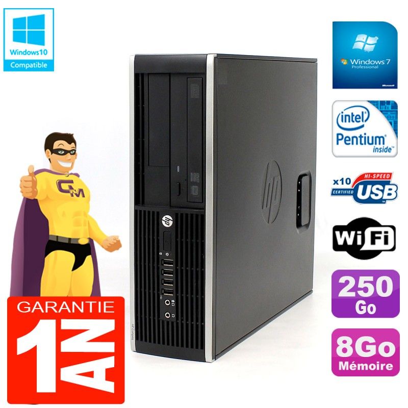 PC HP Compaq Pro 6200 SFF Intel G840 RAM 8Go 250 Go Graveur DVD Wifi W7