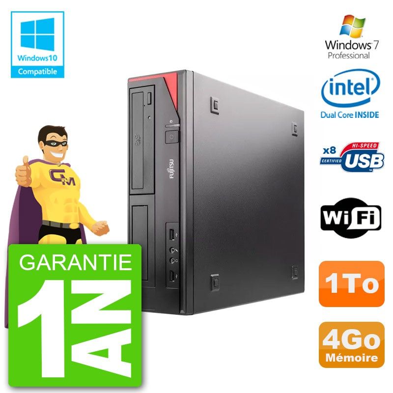 PC Fujitsu Esprimo E520 DT G3220 RAM 4Go Disque 1To Graveur DVD Wifi W7