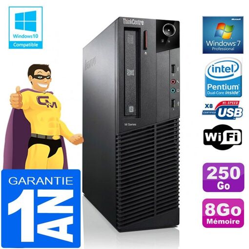 Ordinateur de bureau Lenovo M92p SFF - Processeur Intel Pentium G630, 8 Go de RAM, disque dur 250 Go, lecteur de DVD, Wi-Fi, Windows 7 Pro