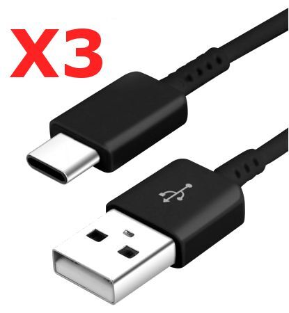 Cable Usb / Type C Noir Lots de 3 Pour Samsung Sony LG Wiko Huawei HTC Nokia Asus Archos TEENO Couleur :