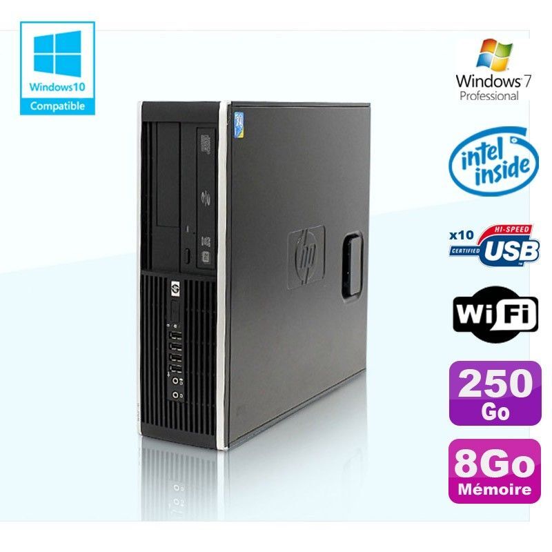 PC HP Compaq Elite 8100 SFF G6950 2,8 GHz 8Go 250Go Wifi Graveur W7 Pro