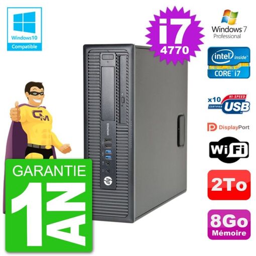 HP EliteDesk 800 G1 SFF - i7-4770, 8GB RAM, 2TB HDD, DVD Drive, WiFi, Windows 7 Pro