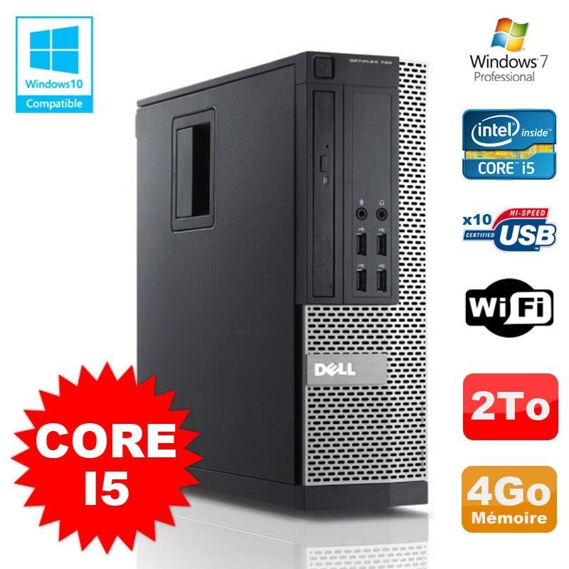 PC DELL Optiplex 790 SFF Intel Core I5 3,1Ghz 4Go Disque 2To WIFI W7 Pro
