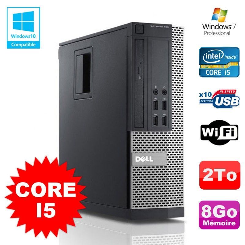 PC DELL Optiplex 790 SFF Intel Core I5 3,1Ghz 8Go Disque 2To WIFI W7 Pro