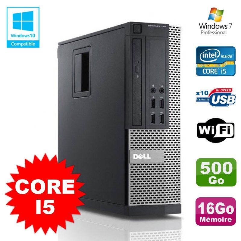 PC DELL Optiplex 790 SFF Intel Core I5 3,1Ghz 16Go Disque 500Go WIFI W7 Pro