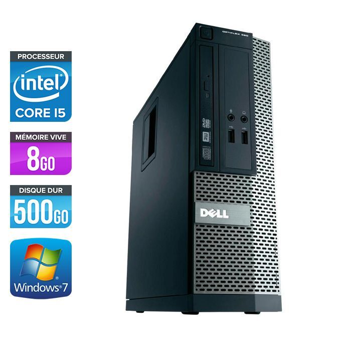 Dell Optiplex 390 SFF - Intel Core i5-2400 / 3.10 GHz - RAM 8 Go - HDD 500 Go - DVD - HDMI - GigaBit Ethernet - Windows 7 Professionnel
