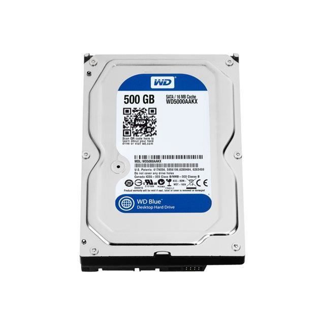 Disque Dur 500Go SATA 3.5" Western Digital Caviar Blue WD5000AAKX-75U6AA0 7200 16Mo