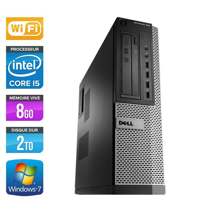 Dell Optiplex 790 Desktop - Intel Core i5-2400 / 3,10 GHz - RAM 8 Go - HDD 2 To - DVDRW - GigaBit Ethernet - Wifi - Windows 7 Professionnel
