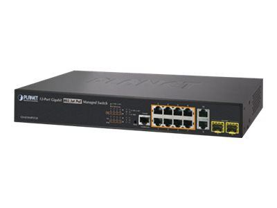PLANET GS-4210-8P2T2S - Commutateur - Géré - 8 x 10/100/1000 (PoE+) + 2 x 10/100/1000 + 2 x Fast Ethernet/Gigabit SFP - de bureau, Montable sur rack - PoE+ (240 W)