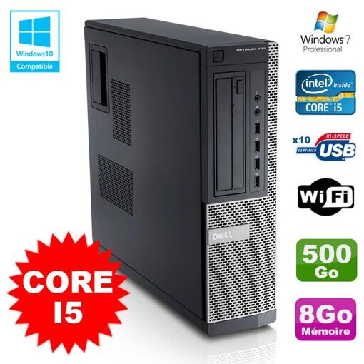 Computadora de escritorio Dell Optiplex 790 DT - Procesador Intel Core i5-2400, 8GB de RAM, 500GB HDD, DVD, WiFi, Windows 7 Profesional