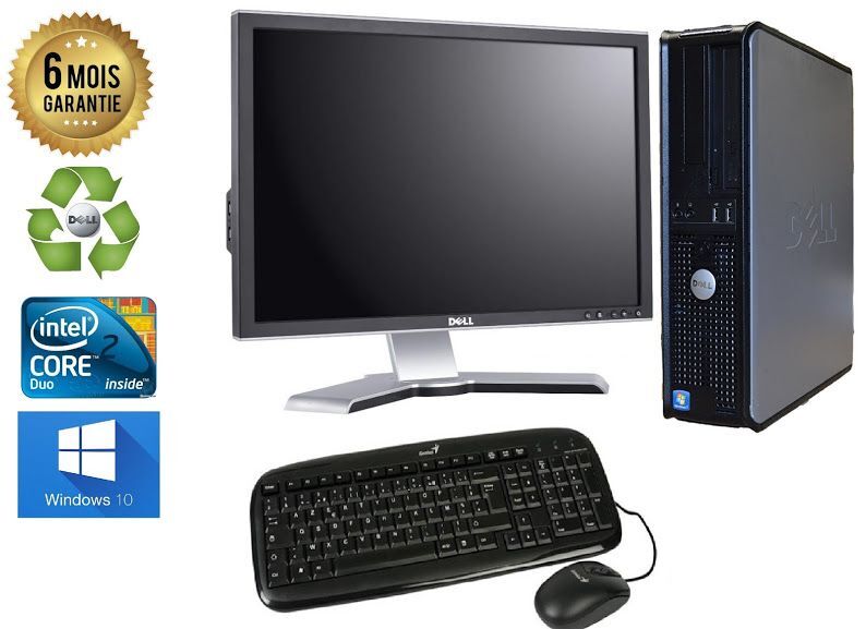 Unité Centrale  Dell Optiplex  780 SFF Core2Duo 2,93Ghz RAM 6GO HDD 250 GO Ecran 21"  Windows 10