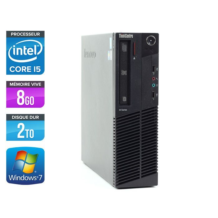 Lenovo ThinkCentre M91P SFF - Intel Core i5-2400 / 3.1 GHz - RAM 8 Go - HDD 2 To - DVD - GigaBit Ethernet - Windows 7 Professionnel