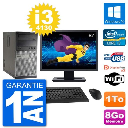 Dell Optiplex 7020 Desktop PC - 27" Screen, Intel i3-4130, 8GB RAM, 1TB HDD, Windows 10, WiFi