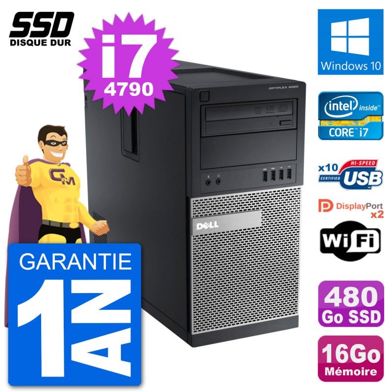 PC Tour Dell OptiPlex 9020 Intel Core i7-4790 RAM 16Go SSD 480Go Windows 10 Wifi