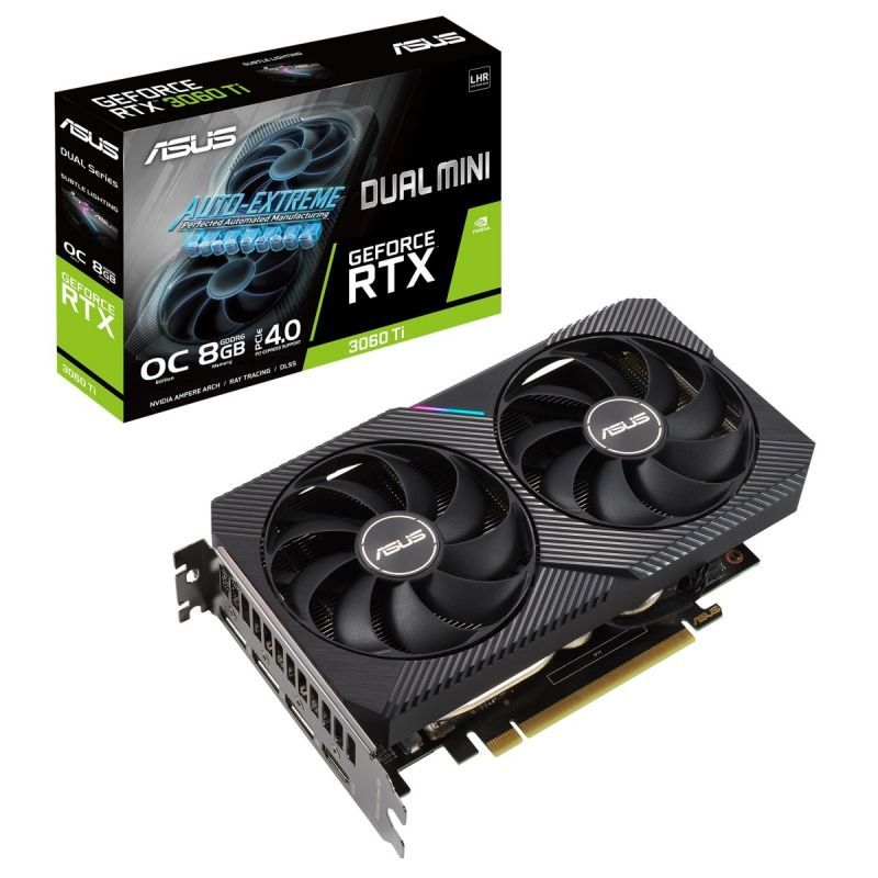 ASUS DUAL-RTX3060TI-O8G-MINI-V2 - Carte graphique - GF RTX 3060 Ti - 8 Go GDDR6 - PCIe 4.0 - 3 x DisplayPort, HDMI