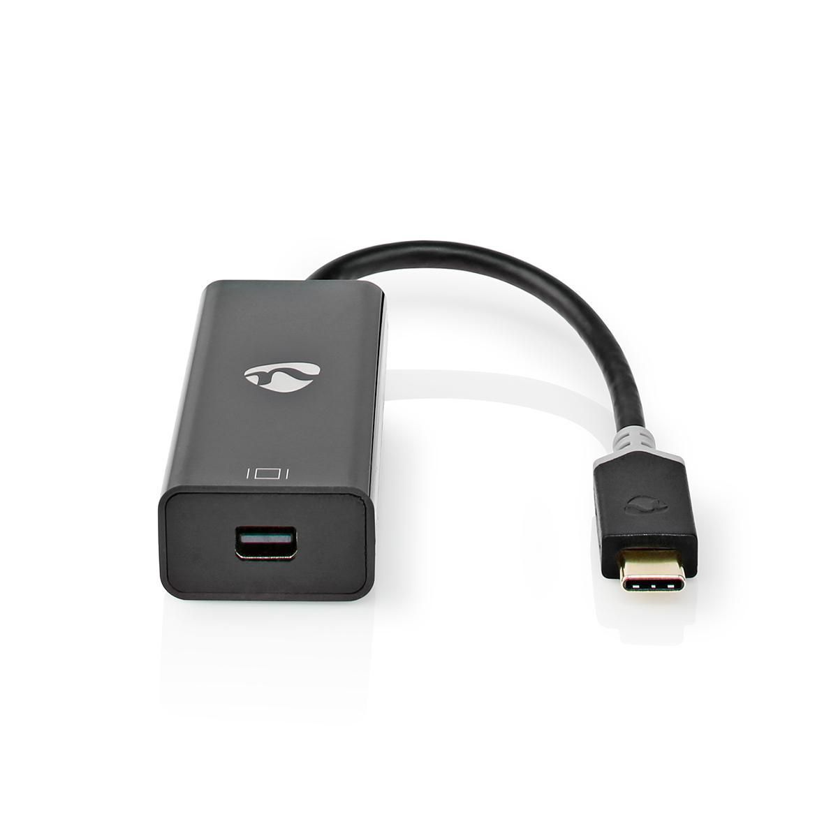Nedis Adaptateur USB USB 3.2 Gen 1 USB Type-C? Mâle Mini DisplayPort 0.20 m Ronde Plaqué or PVC Anthracite boite Window