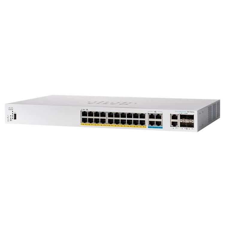 Cisco Business 350 Series CBS350-24MGP-4X - Commutateur - C3 - Géré - 20 x 10/100/1000 (PoE+) + 4 x 2.5GBase-T (PoE+) + 2 x combo 10 Gigabit SFP+/RJ-45 + 2 x 10 Gigabit SFP+ - Montable sur rack - PoE+ (375 W)