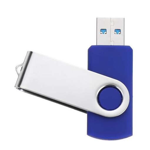 TEMPSA 128GB USB 3.0 Rotating Keychain Drive High-Speed Memory Stick Blue