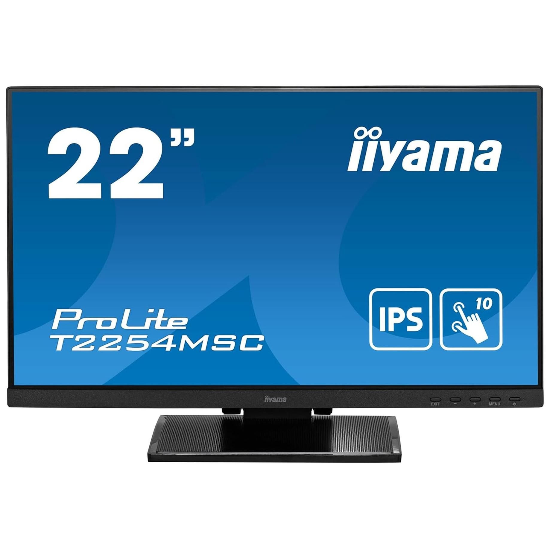 iiyama ProLite T2254MSC-B1AG - Écran LED - 22" (21.5" visualisable) - écran tactile - 1920 x 1080 Full HD (1080p) @ 60 Hz - IPS - 250 cd/m² - 1000:1 - 4 ms - HDMI, DisplayPort - haut-parleurs - noir mat