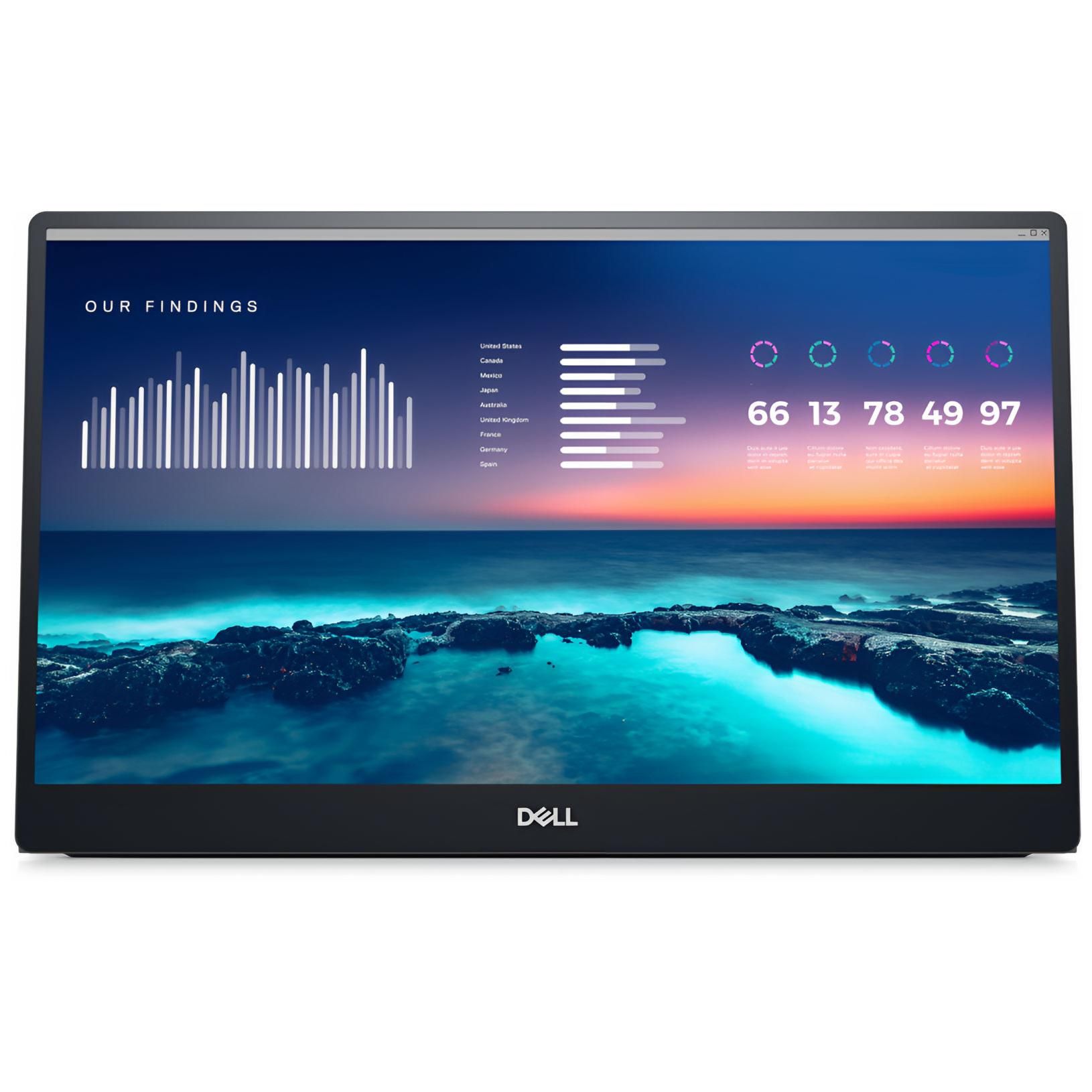 Dell P1424H - Écran LED - 14" - portable - 1920 x 1080 Full HD (1080p) - IPS - 300 cd/m² - 700:1 - 6 ms - 2xUSB-C - avec 3 ans de service d'échange avancé et garantie matérielle limitée