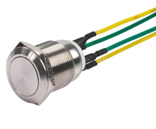 Bouton poussoir inox 19mm NO/NC 4 fils - SEWOSY - PB19NO+NC_4FS