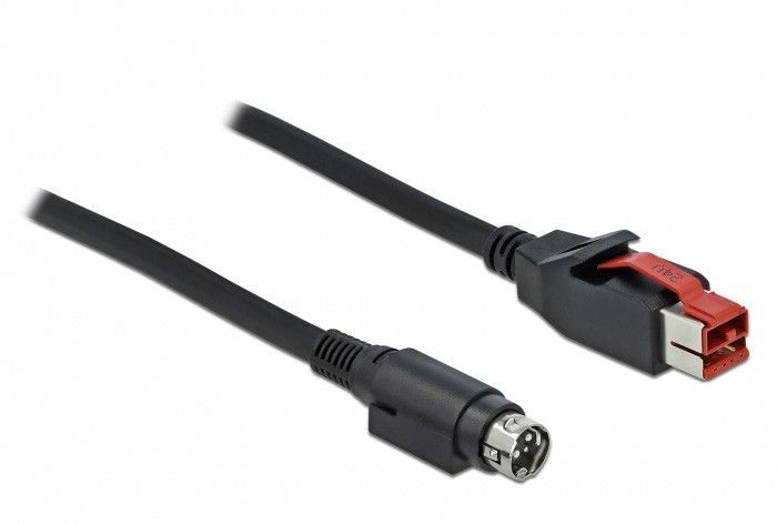 DeLOCK 85947 câble d'imprimante 3 m Noir; DeLOCK 85947, 3 m, PoweredUSB, Hosiden Mini-DIN 3-pin, Mâle/Mâle, Noir, 1 pièce(s)
