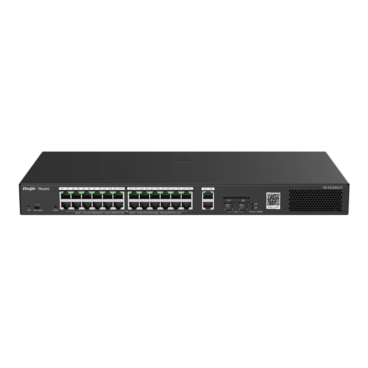 Switch Reyee Managed Cloud PoE 24x PoE 802.3af/at 2x SFP 2x RJ45 Uplink