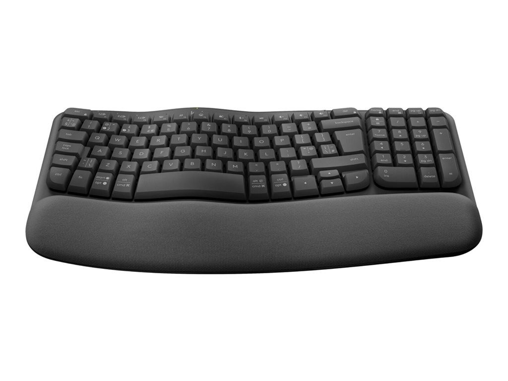 Logitech Ergo Series Wave Keys for Business - Clavier - sans fil - 2.4 GHz, Bluetooth 5.1 LE - QWERTY - R.-U. - graphite