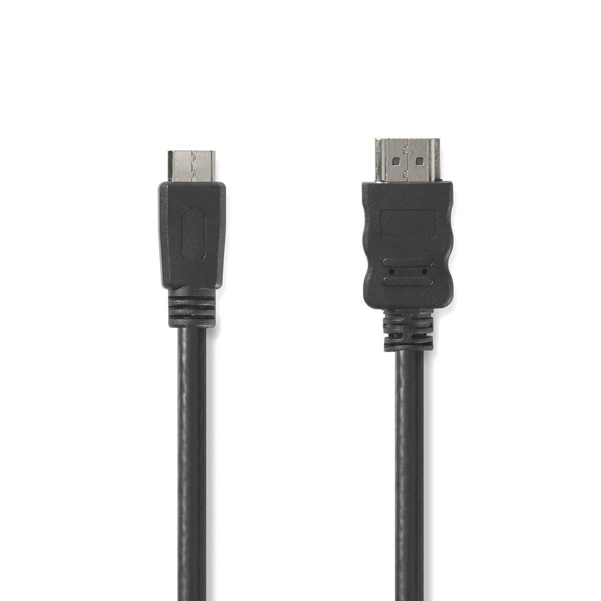 Nedis - Câble HDMI avec Ethernet - HDMI mâle pour 19 pin mini HDMI Type C mâle - 2 m - noir - rond, support 4K, support 1080p