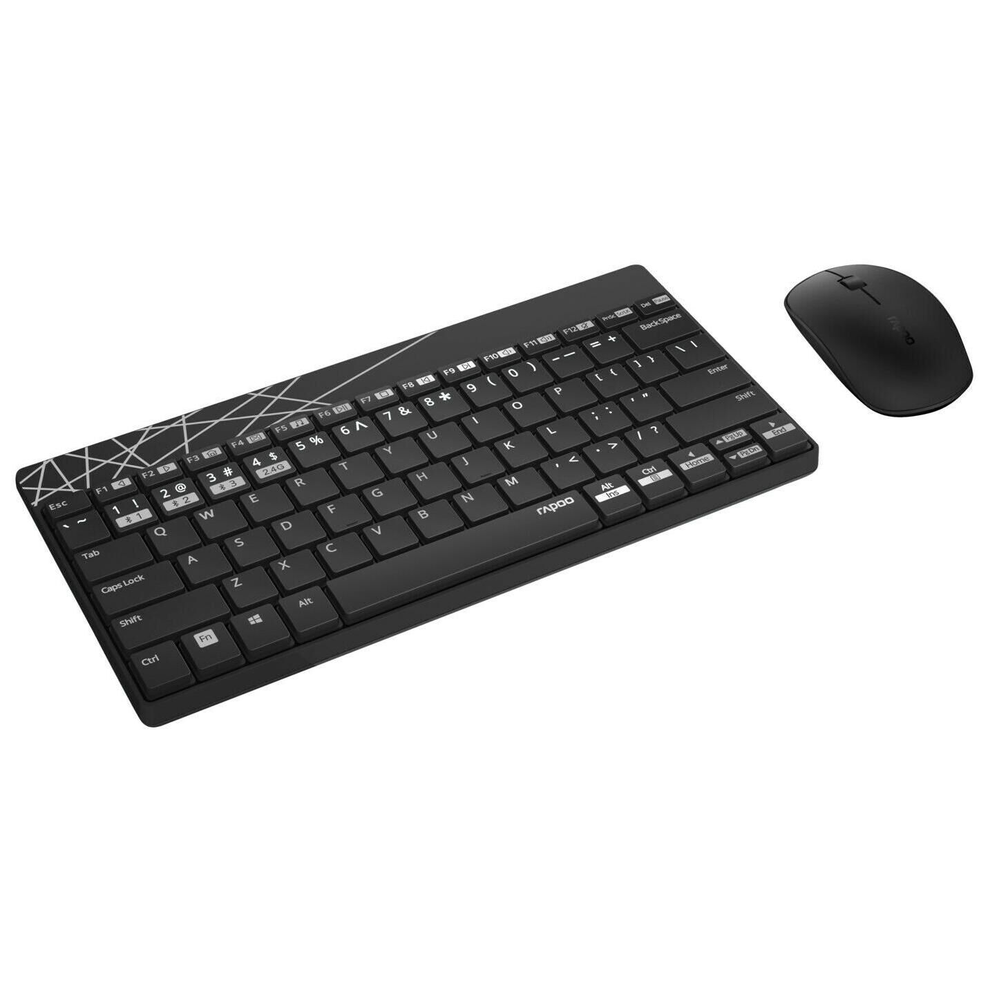 Rapoo 8000M Pack clavier souris Universel Bluetooth QWERTZ Allemand Noir