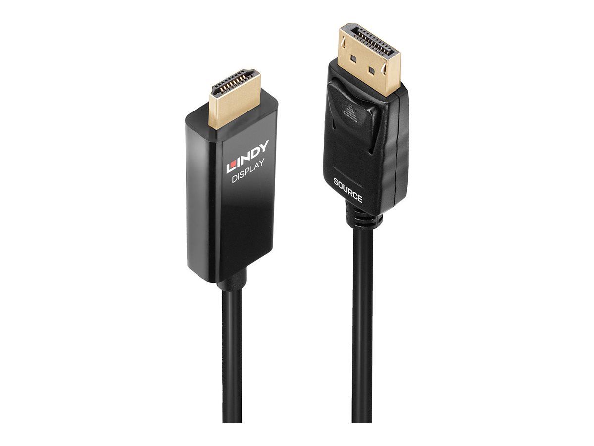 Lindy - Câble adaptateur - DisplayPort mâle pour HDMI mâle - 2 m - blindé - noir - rond, support 4K, puce active