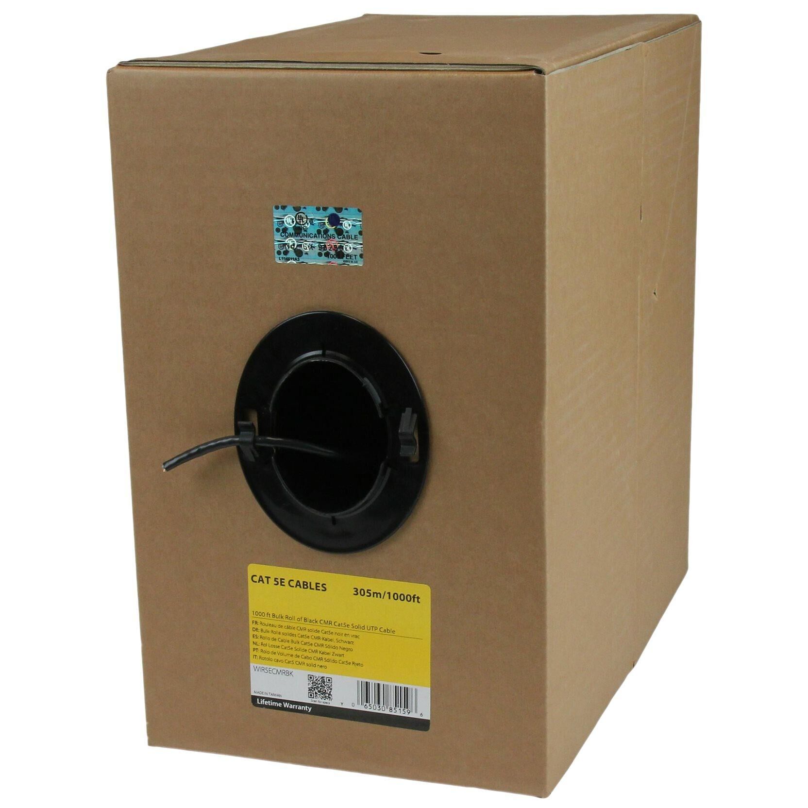 StarTech.com Câble Ethernet Cat 5e en Vrac - 304,8 m - Solide - Classé CMR - Noir - Conforme TAA - Câble en vrac - 304.9 m - UTP - CAT 5e - colonne montante, solide - noir