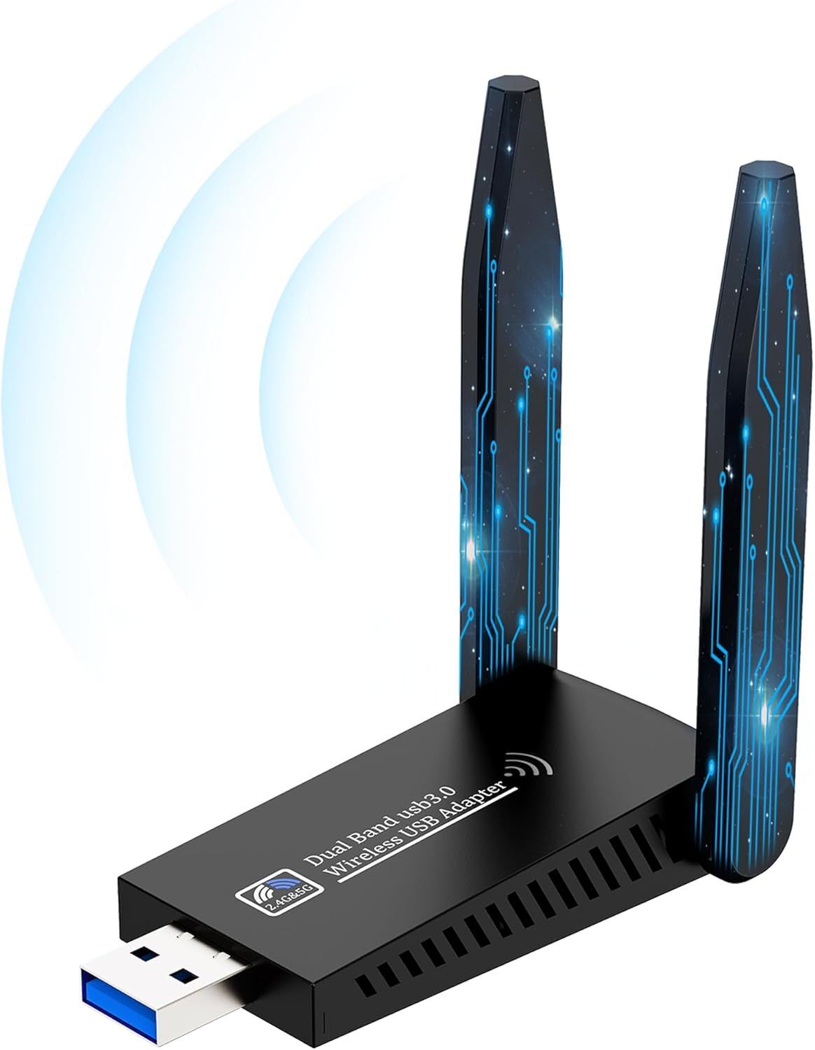 LETNERNY-Clé Wifi, Ac1300 Mbps Cle Wifi Puissante Usb 3.0 Double Bande, 2.4G/5.8Ghz Adaptateurs Usb Clé Wifi Pour Pc/Laptop/Desktop/Tablet, Compatible Avec Windows 11/10/8/7/Vista/Xp, Mac Os X
