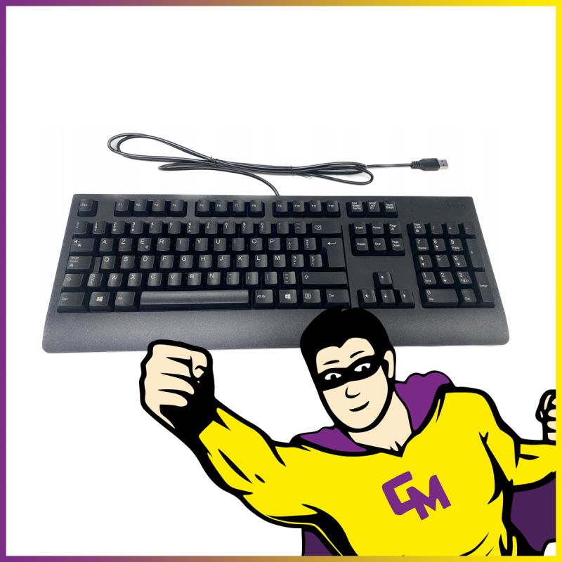 Clavier AZERTY USB Lenovo KBBH21 Noir 105 Touches Keyboard NEUF