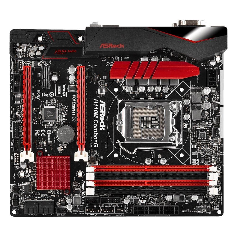 Carte mère ASROCK H110M Combo-G Intel H110 LGA 1151 DDR4 64GB Micro ATX
