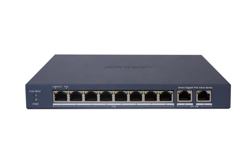 Hikvision DS-3E1510P-EI/M commutateur réseau Géré Gigabit Ethernet (10/100/1000) Connexion Ethernet, supportant l'alimentation via ce port (PoE) Gris