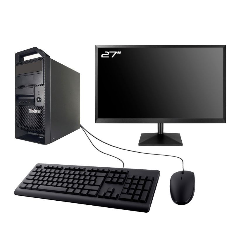 PC Lenovo ThinkStation E31 Ecran 27" Intel I5-3470 RAM 16Go SSD 2To W11 Wifi