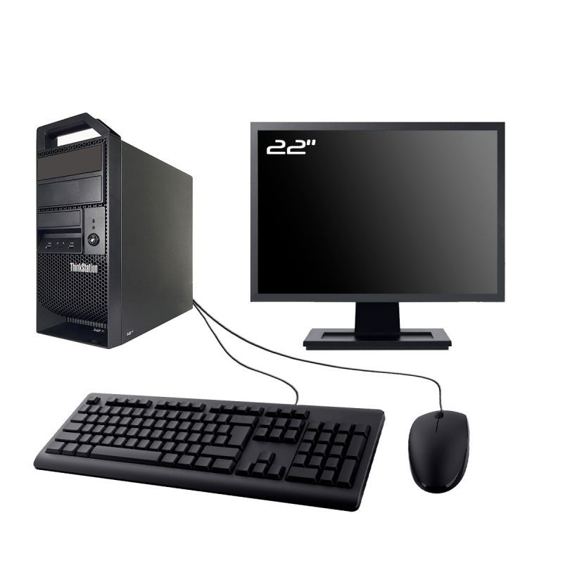 PC Lenovo ThinkStation E31 Ecran 22" Intel I7-3770 RAM 16Go SSD 480Go W11 Wifi