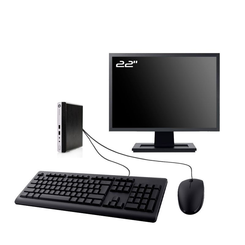 PC HP ProDesk 400 G3 Mini Ecran 22" Intel I5-6500T RAM 32Go SSD 2To W11 Wifi
