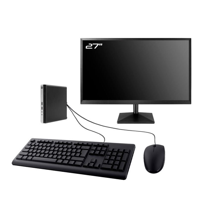 PC HP ProDesk 400 G4 DM Ecran 27" Intel I7-8700T RAM 32Go SSD 240Go W11 Wifi