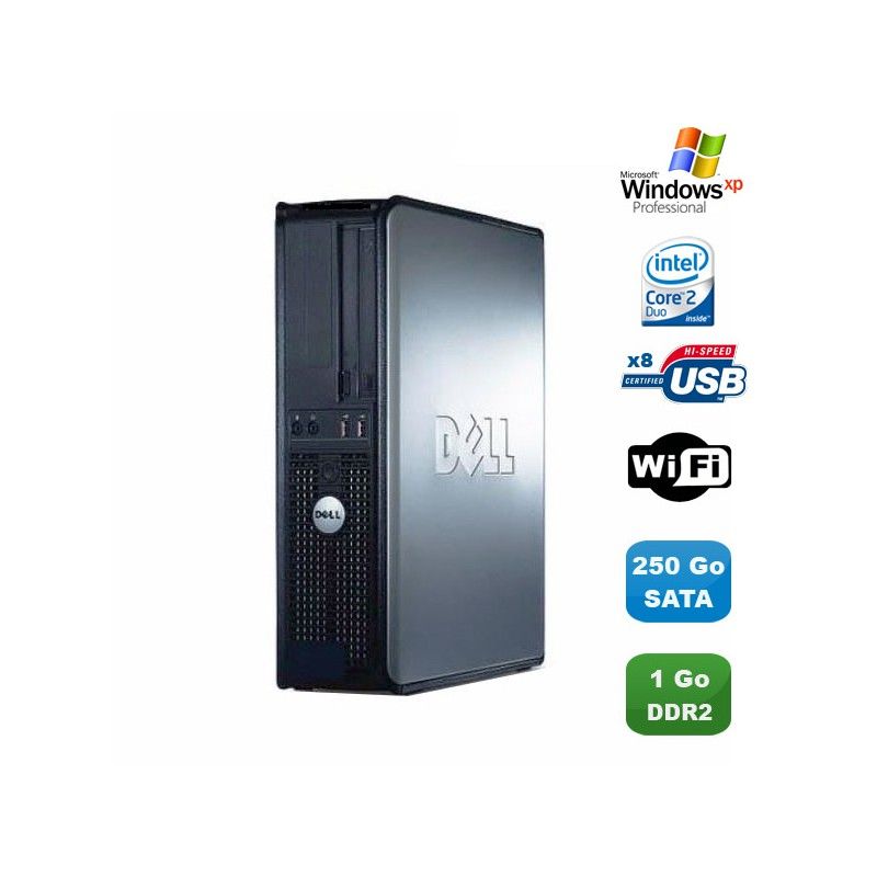 PC DELL Optiplex 760 DT Intel Core 2 Duo E8400 3Ghz 1Go DDR2 250Go WIFI XP Pro