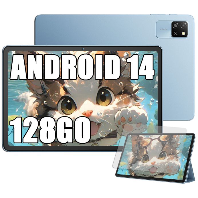 Blackview Tab 60 WiFi Tablette Tactile 10.1"" HD+ IPS Android 14 WiFi 6,Bluetooth 5.3,12Go+128Go/SD 1 To 5100mAh WPS Mode PC - Bleu