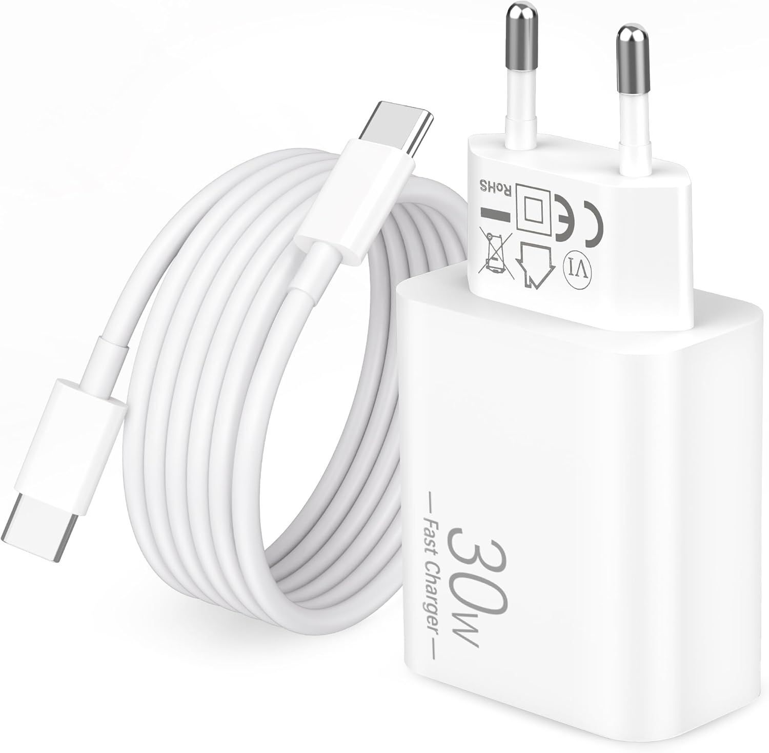 30W Fast Charger For Iphone 16/16E/15 Pro Max/Plus, Ipad Pro 13/11/12.9, Air 13/11, Ipad 10, Usb C Pd Adapter Type C Mains Charge Usb Plug With 2M Usbc Cable