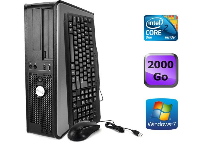 Dell Optiplex 755 Desktop - Intel Core 2 Duo E4500 / 2.2 GHz - RAM 2 Go - HDD 2 To - CDRW / DVD - GigaBit Ethernet - Windows 7 Professionnel