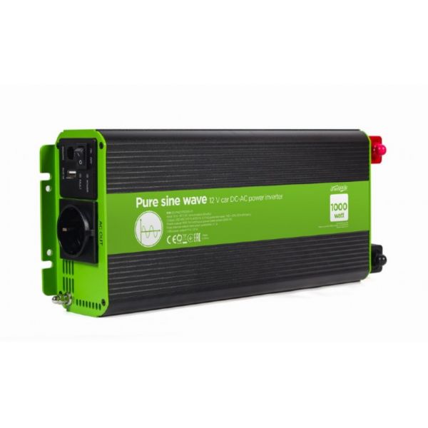 EnerGenie EG-PWC-PS1000-01 adaptateur de puissance & onduleur Auto 1000 W Noir, Vert